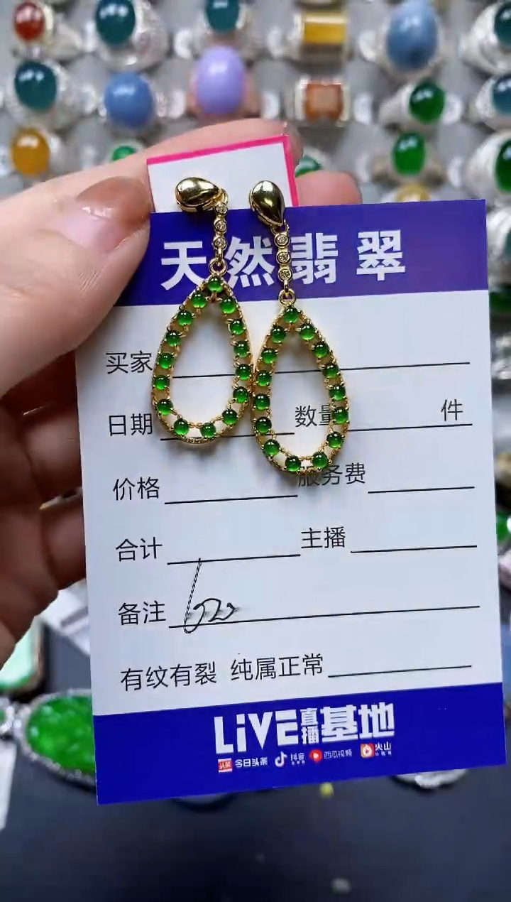 【闪购商品】翡翠耳饰银S925镶嵌0620