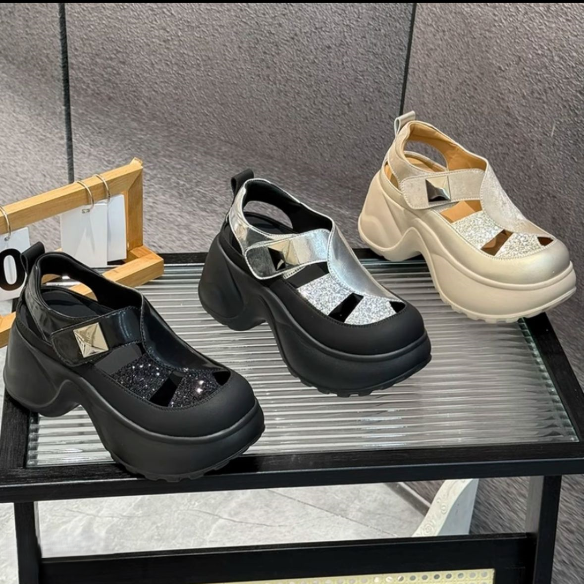 镂空包头凉鞋2025夏季新款小白鞋女百搭显瘦厚底休闲鞋 BK578