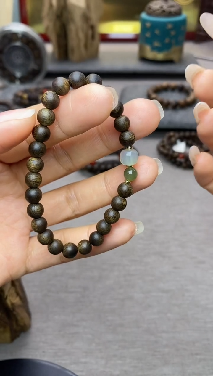 【闪购商品】沉香手串芽庄白棋老料沉水06单圈设计