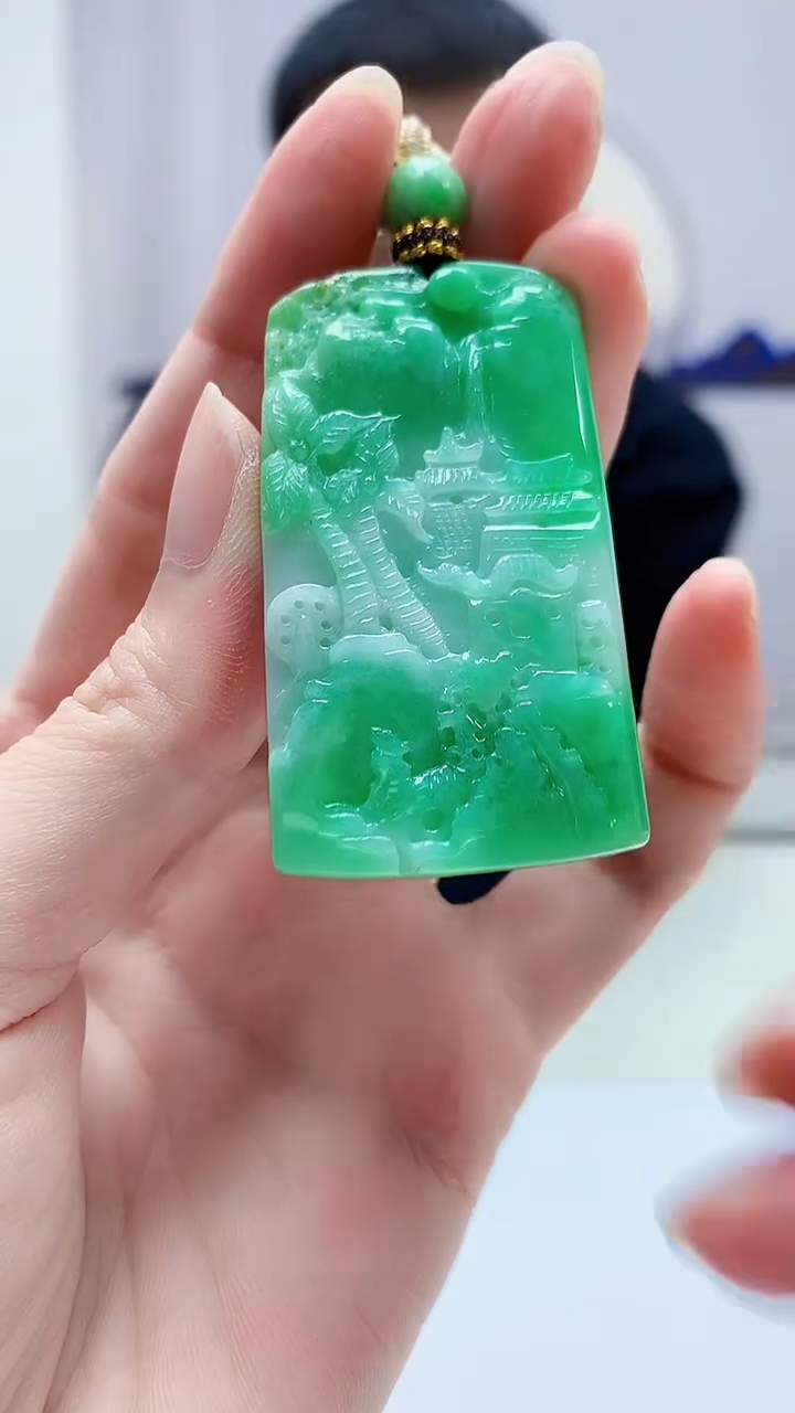 定制翡翠未镶嵌4898zm-毛货挂件176山水
