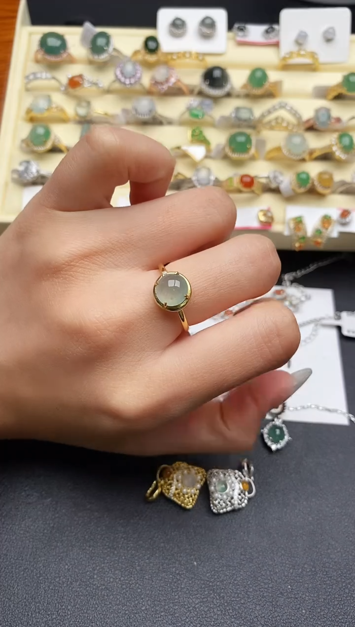 【闪购商品】翡翠戒指银S925镶嵌333333333+2
