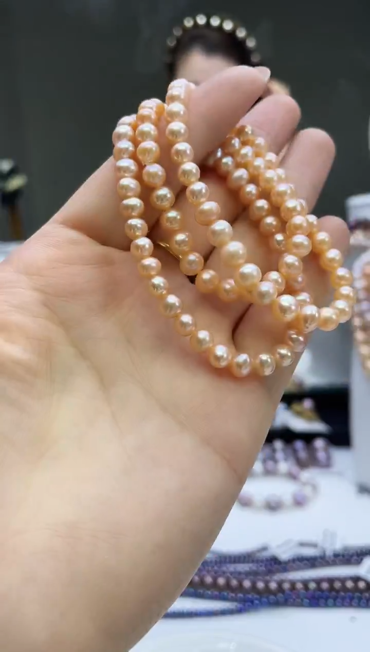 未镶嵌手链淡水珍珠中国红色系