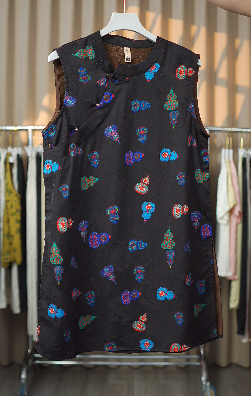 【奥黛-七彩葫芦】顺德老料新中式国风显瘦减龄气质中长款上衣0153