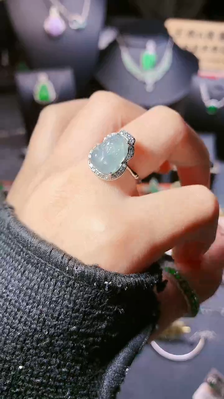 【闪购商品】翡翠戒指银S925镶嵌戒指