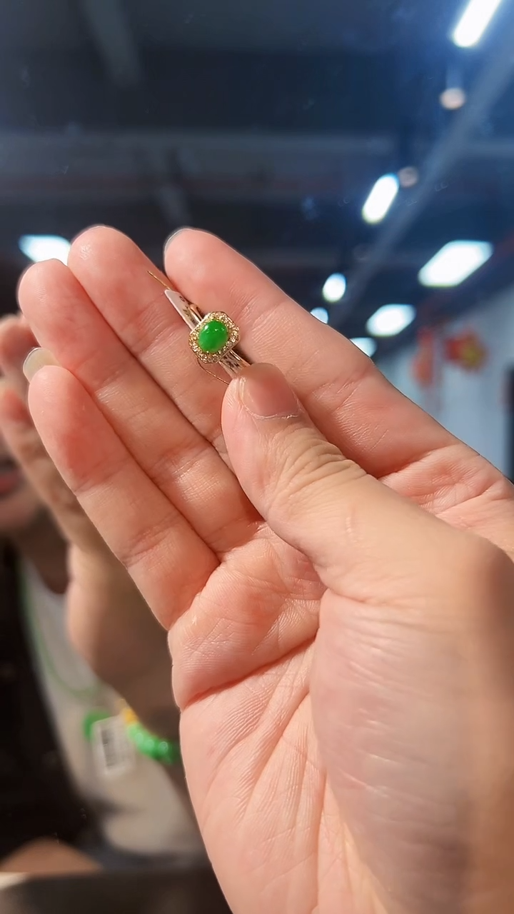 【闪购商品】翡翠戒指银S925镶嵌缅料A货/支持复检/一件