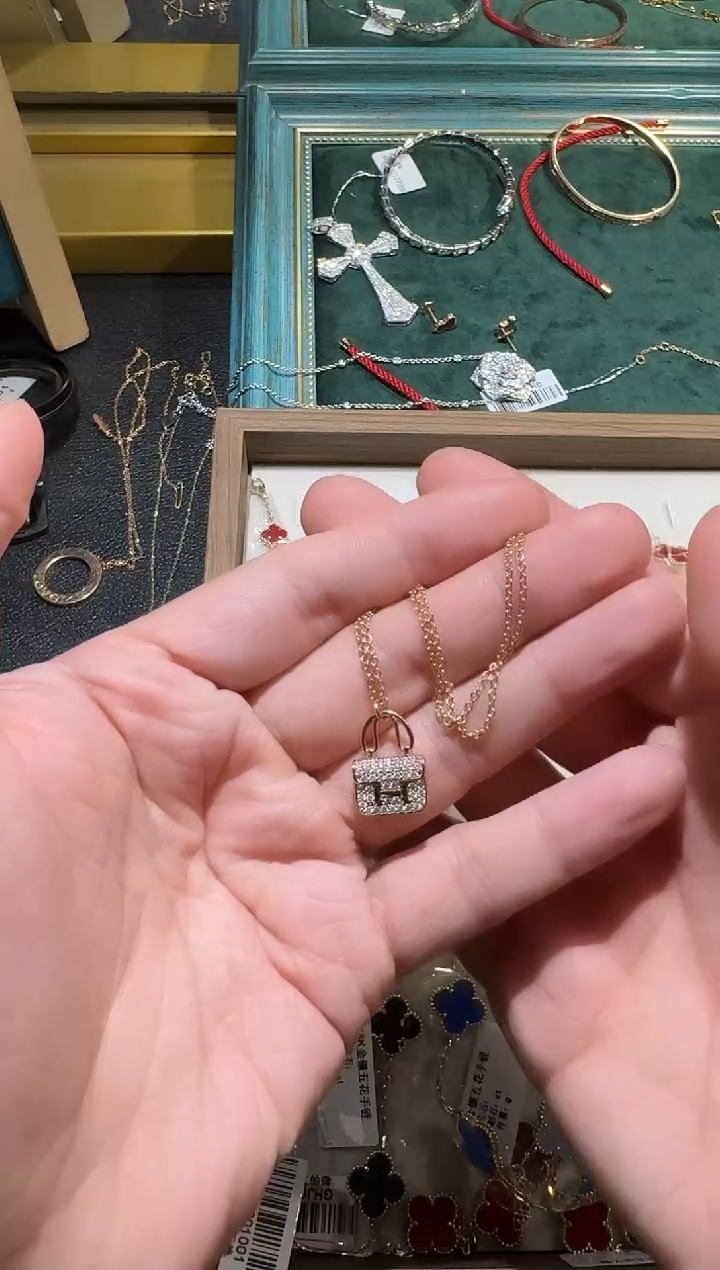 【闪购商品】钻石套链18K金镶嵌k玫康康包套链GHJ