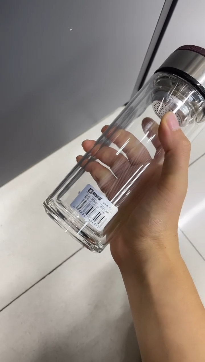 水晶玻璃盖子款新家园双层0842-320ml咖