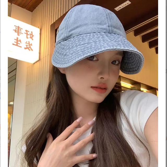 洋气牛仔防晒帽。