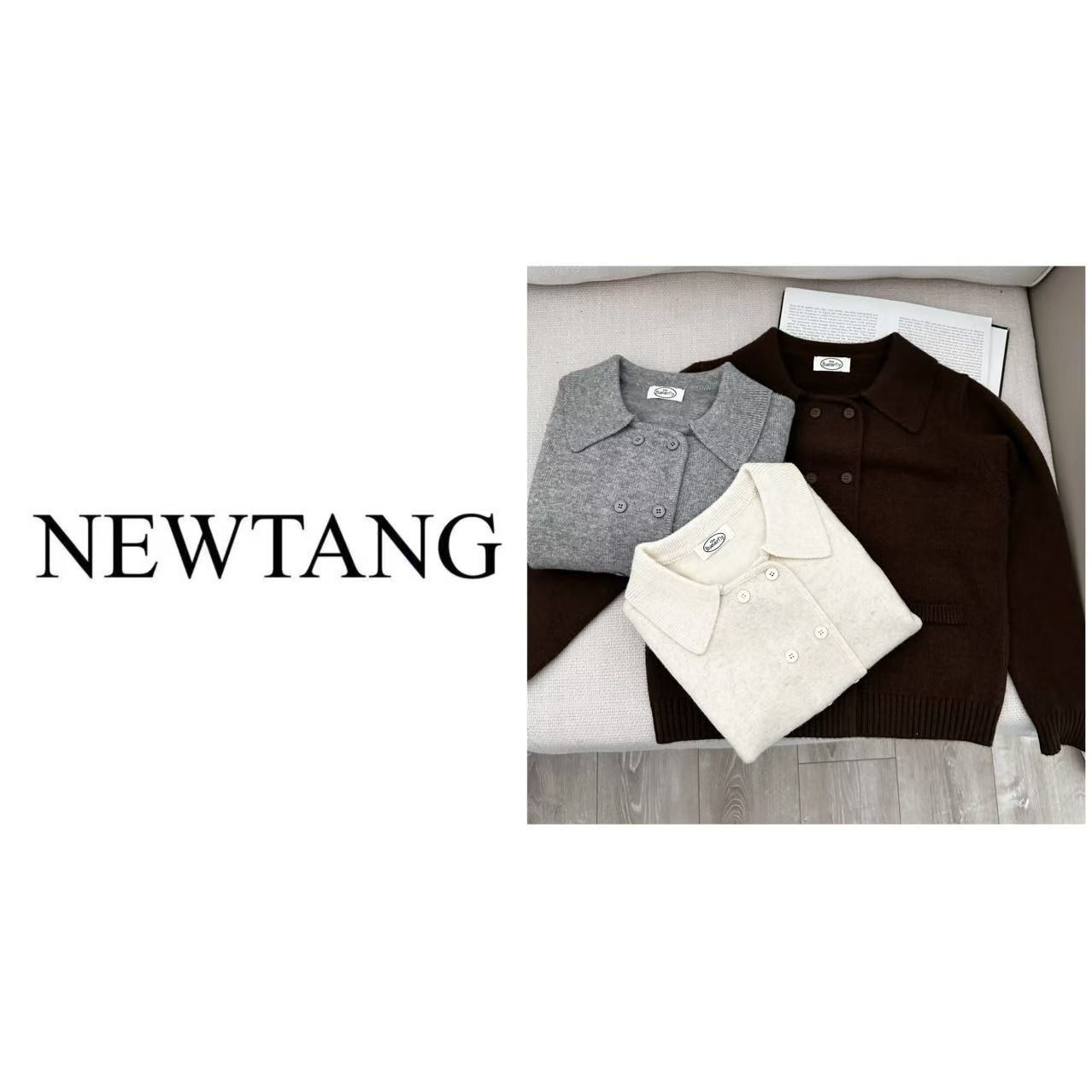 【双排扣翻领】227秋冬显瘦高级时髦翻领双排扣毛衣