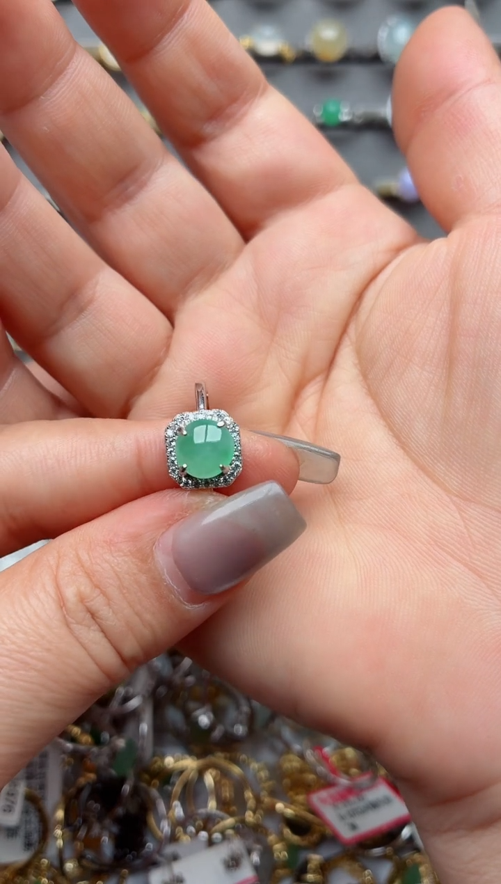 银S925镶嵌戒指翡翠.