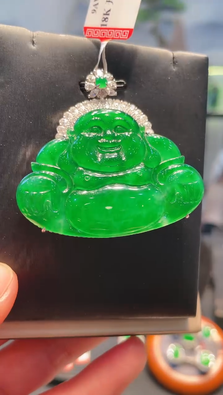 【闪购商品】翡翠颈饰18K金镶嵌A66天然A货翡翠