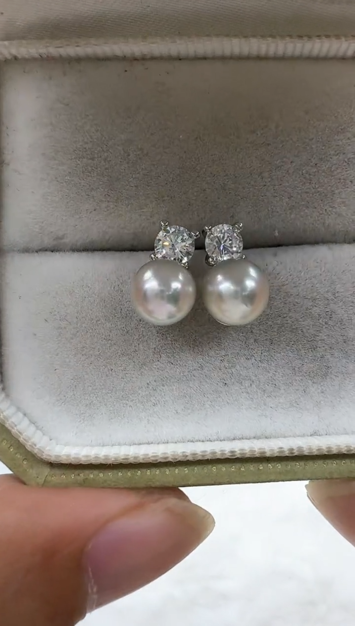 【闪购商品】海水珍珠耳饰银S925镶嵌非基地发货不带证书