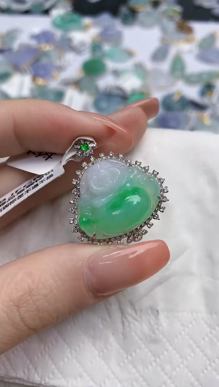 【闪购商品】翡翠颈饰18K金镶嵌天然缅甸翡翠A货