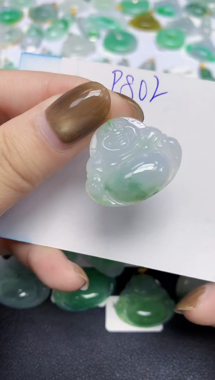 颈饰18K金镶嵌翡翠天然缅甸翡翠A货翡翠百元以上9元证书费自理