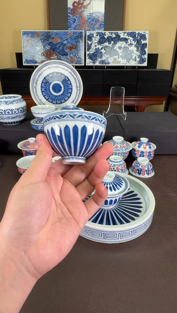 【闪购商品】羿器窑单菊瓣纹鸡心杯