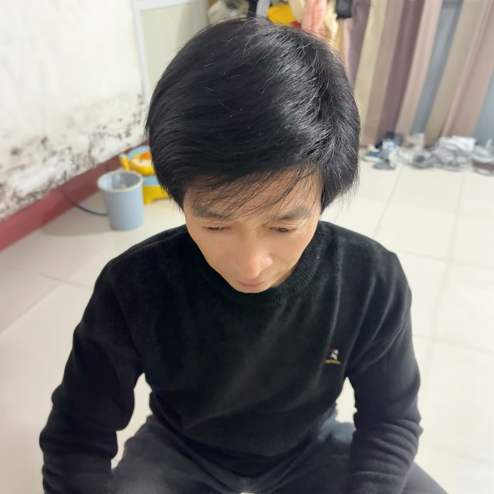 (男士全头套自然款）递针仿真头皮  全真发假发遮白发 中老年款