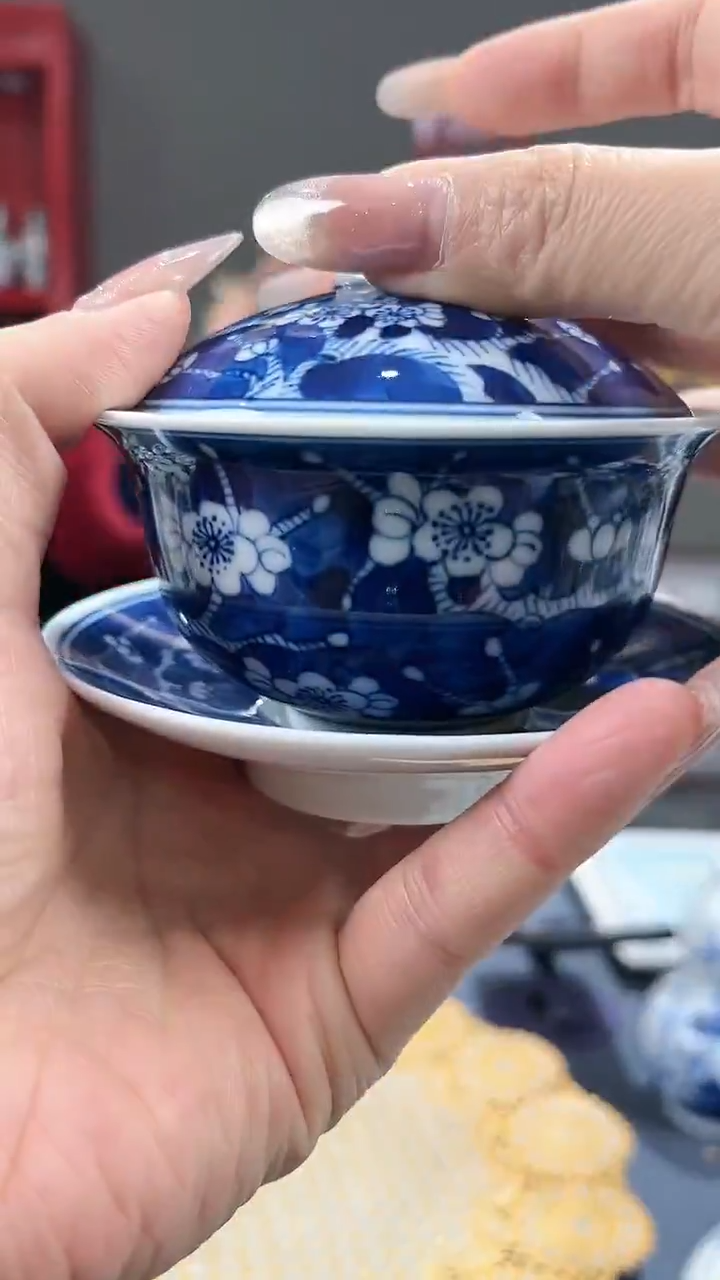 【闪购商品】官窑瓷画院222官窑瓷画院冰梅三才盖碗
