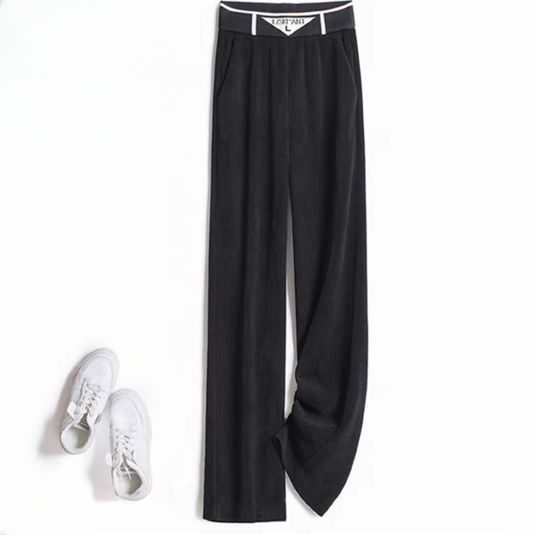 阔腿裤女春秋款高腰显瘦垂感灯芯绒休闲裤直筒长裤5124裤长104