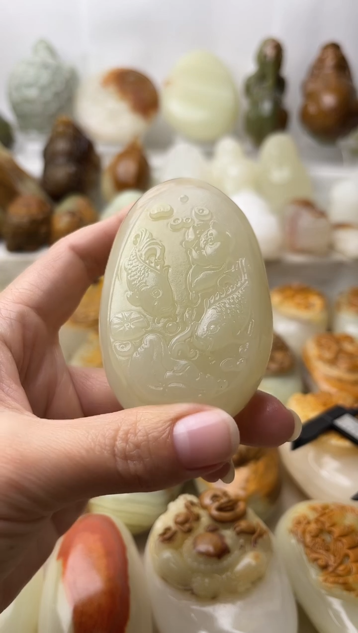石材古青石棉纹正常不退换荷花鱼