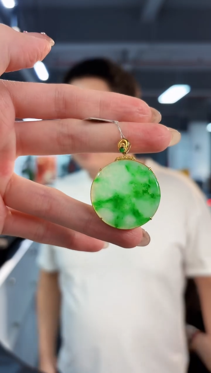 【闪购商品】翡翠颈饰18K金镶嵌缅料A货/支持复检/一件