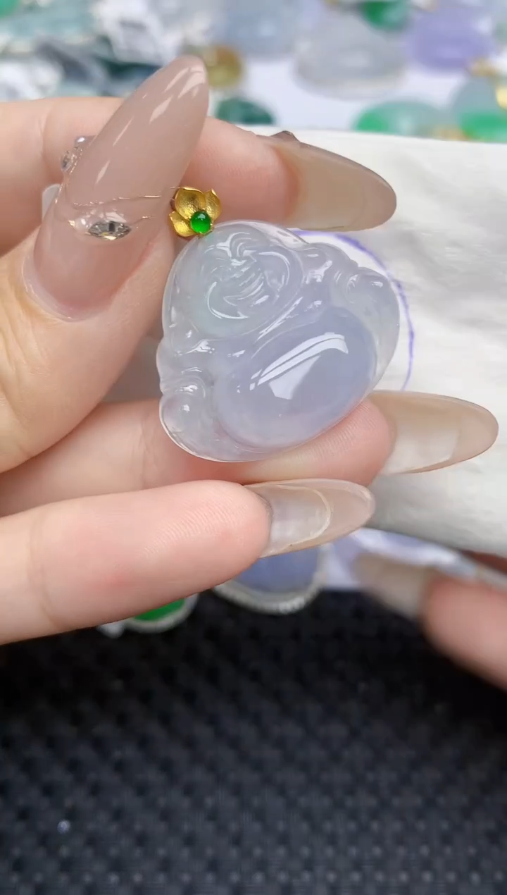 颈饰18K金镶嵌翡翠215   天然翡翠A货  百元以上9米证书费自理