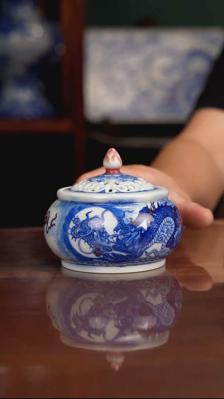 自成堂柴窑青花釉里红