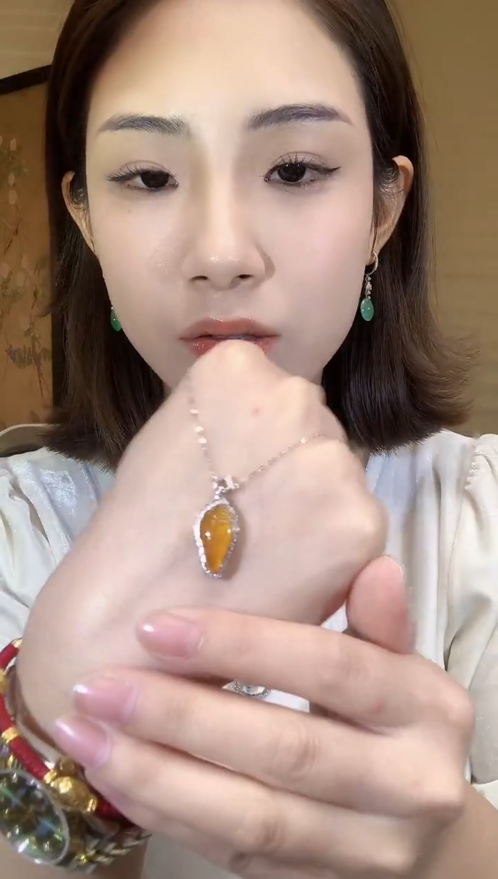 套链18K金镶嵌翡翠A15 不含链 多样性发货一件