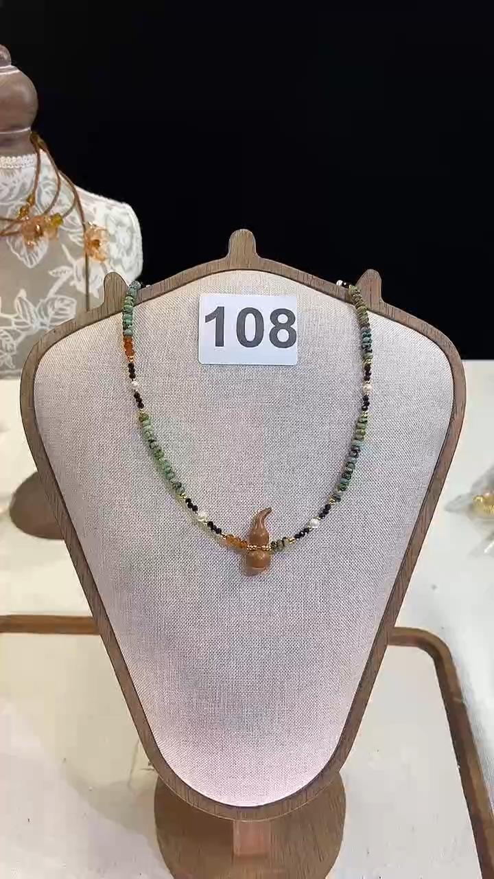 项链钛钢淡水珍珠108