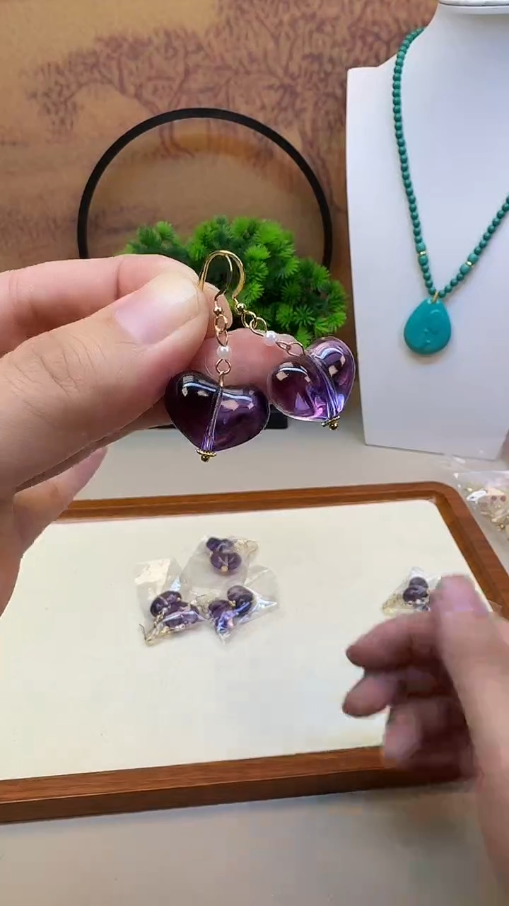 14K金镶嵌耳饰紫晶E116 