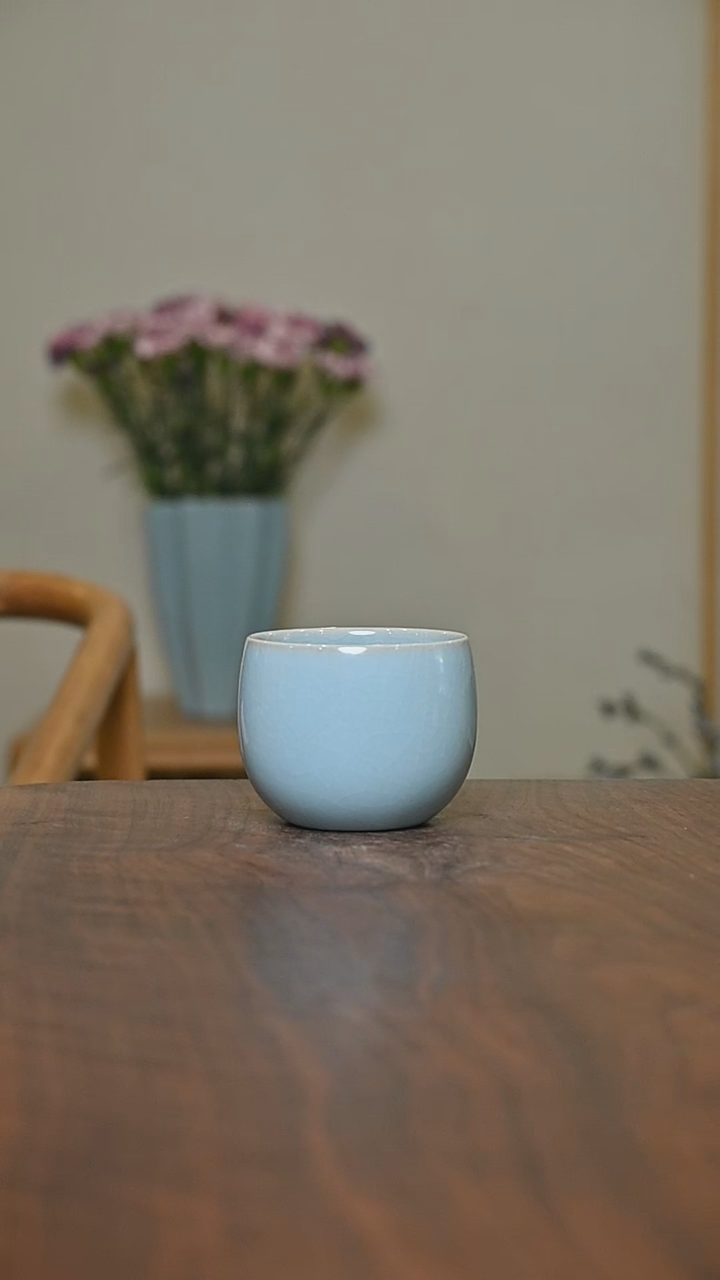 暖心杯 天青 微瑕 朱法喜款