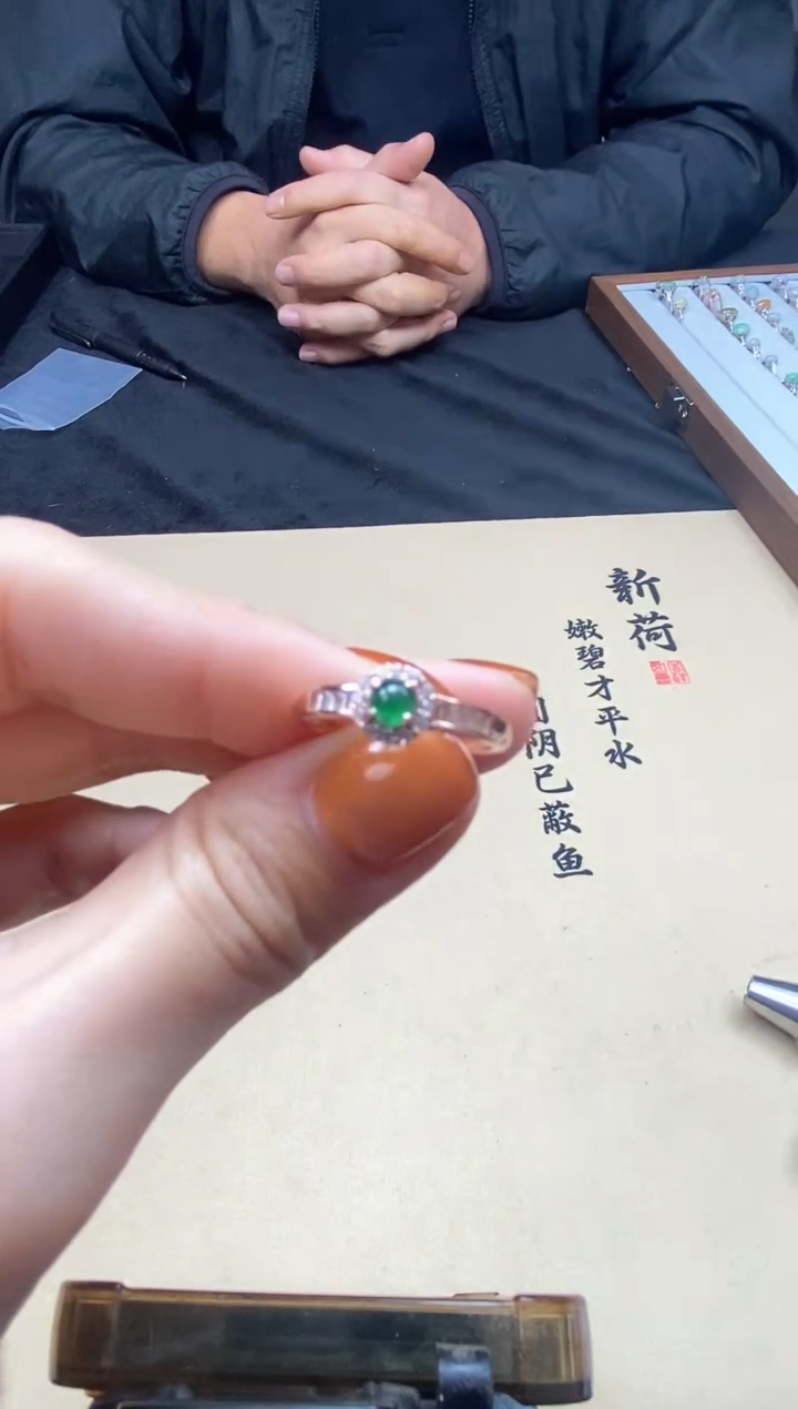 【闪购商品】翡翠戒指银S925镶嵌925银镶