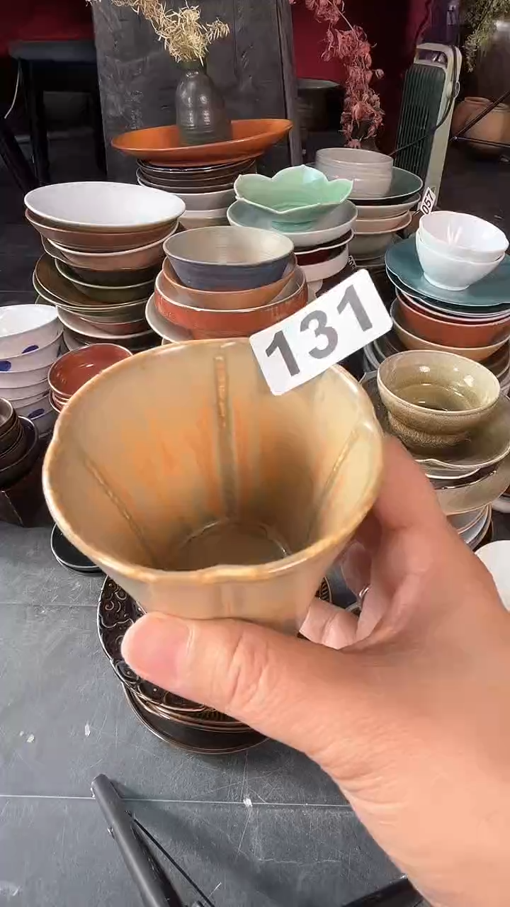 【闪购商品】碗131黄流沙结晶花朵水杯    