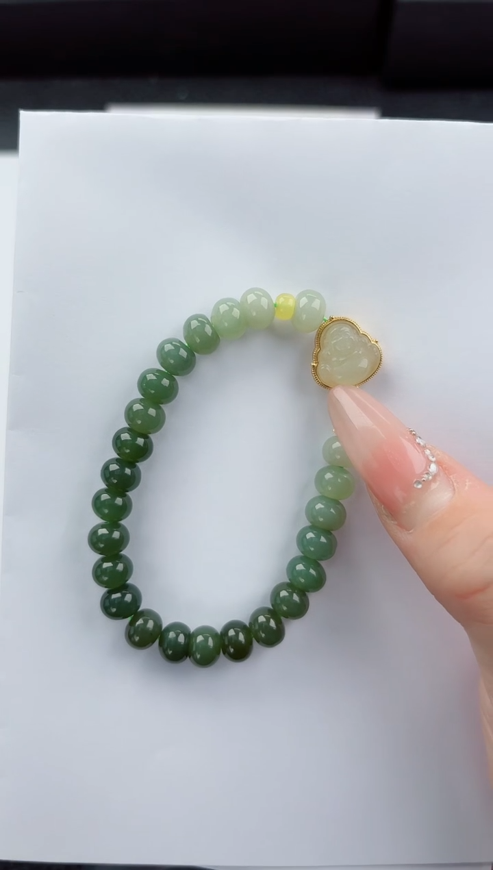 未镶嵌手串和田玉嗨购微色差T1021