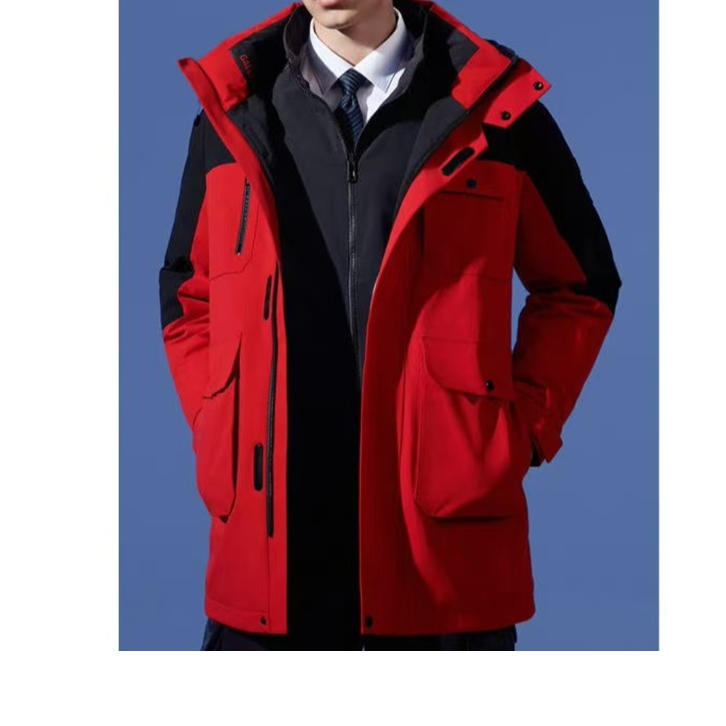 男士工装款厚实保暖冬季拼色连帽鹅绒服 H1528