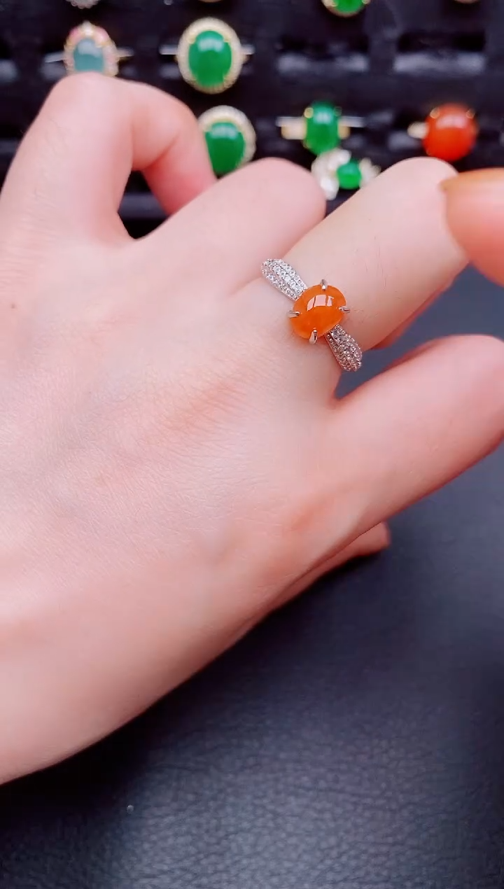 【闪购商品】翡翠戒指银S925镶嵌天然a货翡翠104