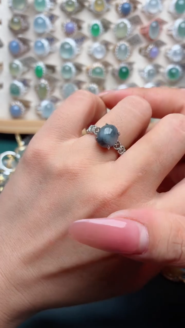 银S925镶嵌戒指翡翠.