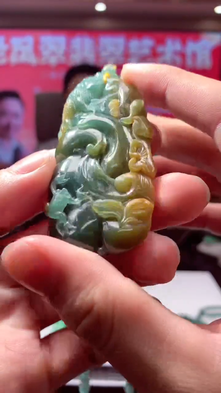 定制翡翠未镶嵌1034hn-毛货挂件(赠珠链）27