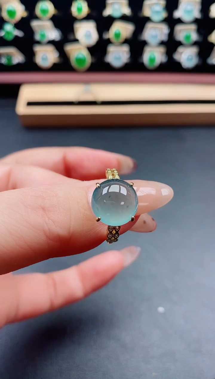 银S925镶嵌戒指翡翠1