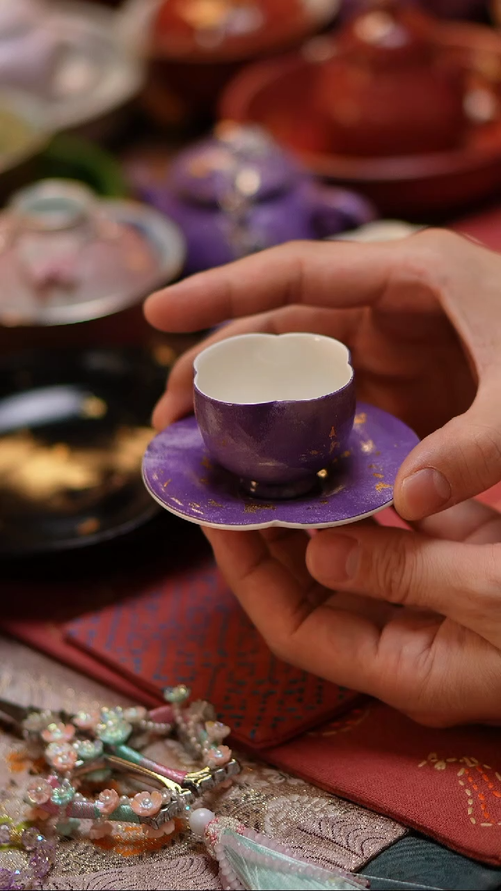 【闪购商品】紫色大漆杯杯+杯垫