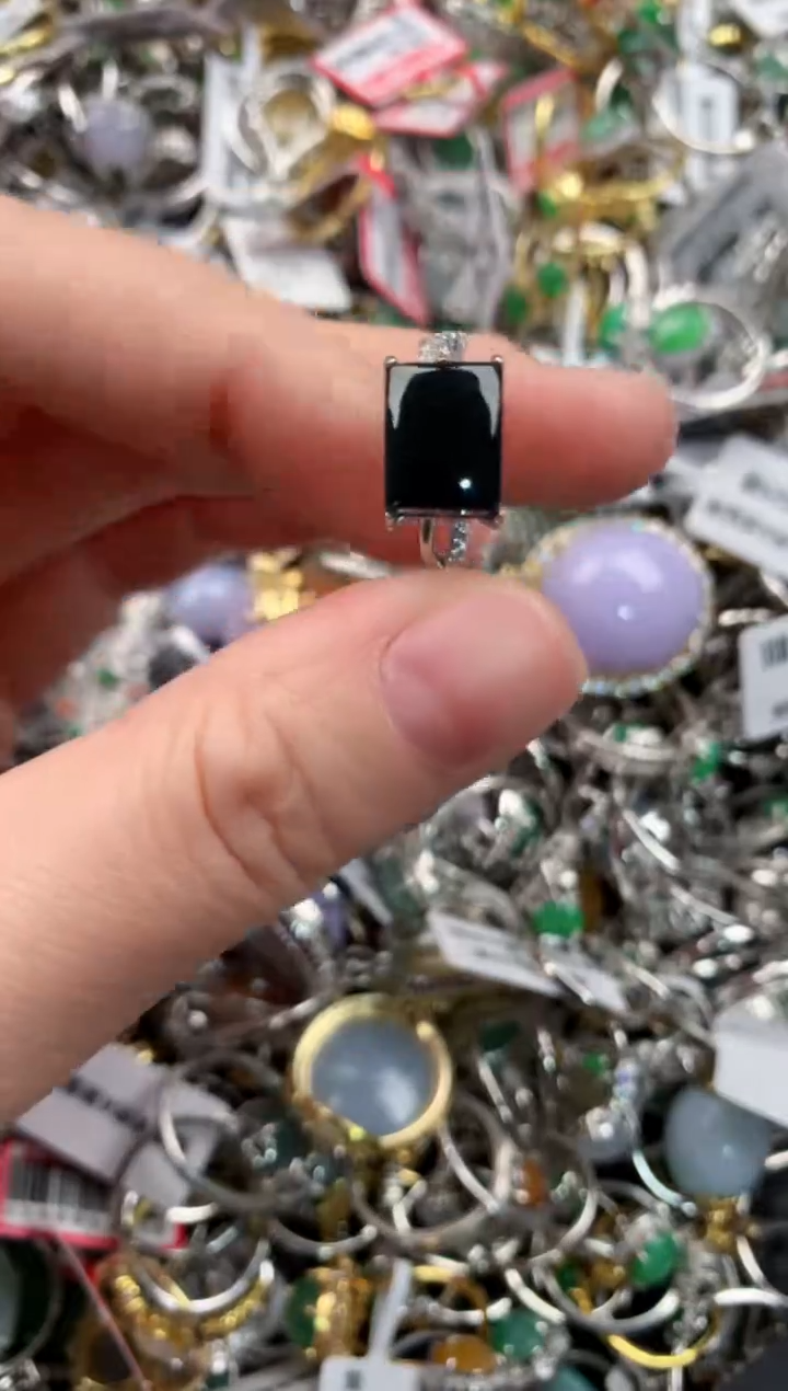 银S925镶嵌戒指翡翠555   7