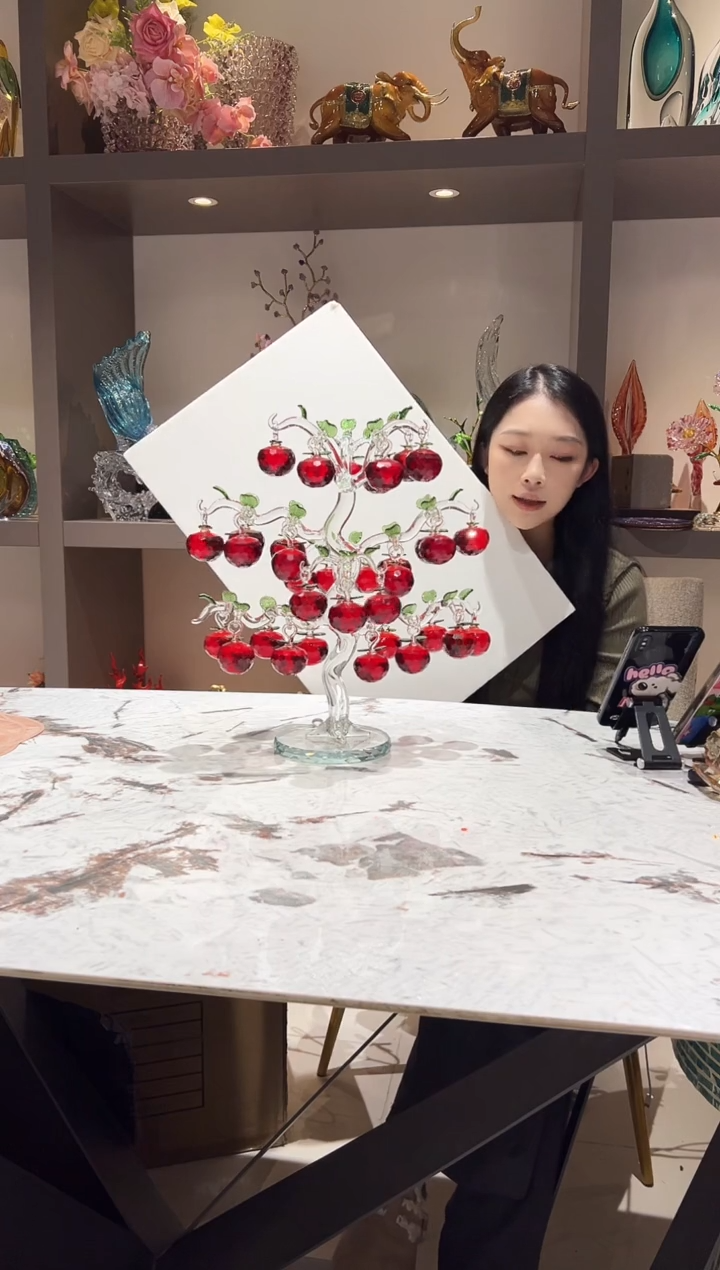 水晶玻璃36挂红色苹果树