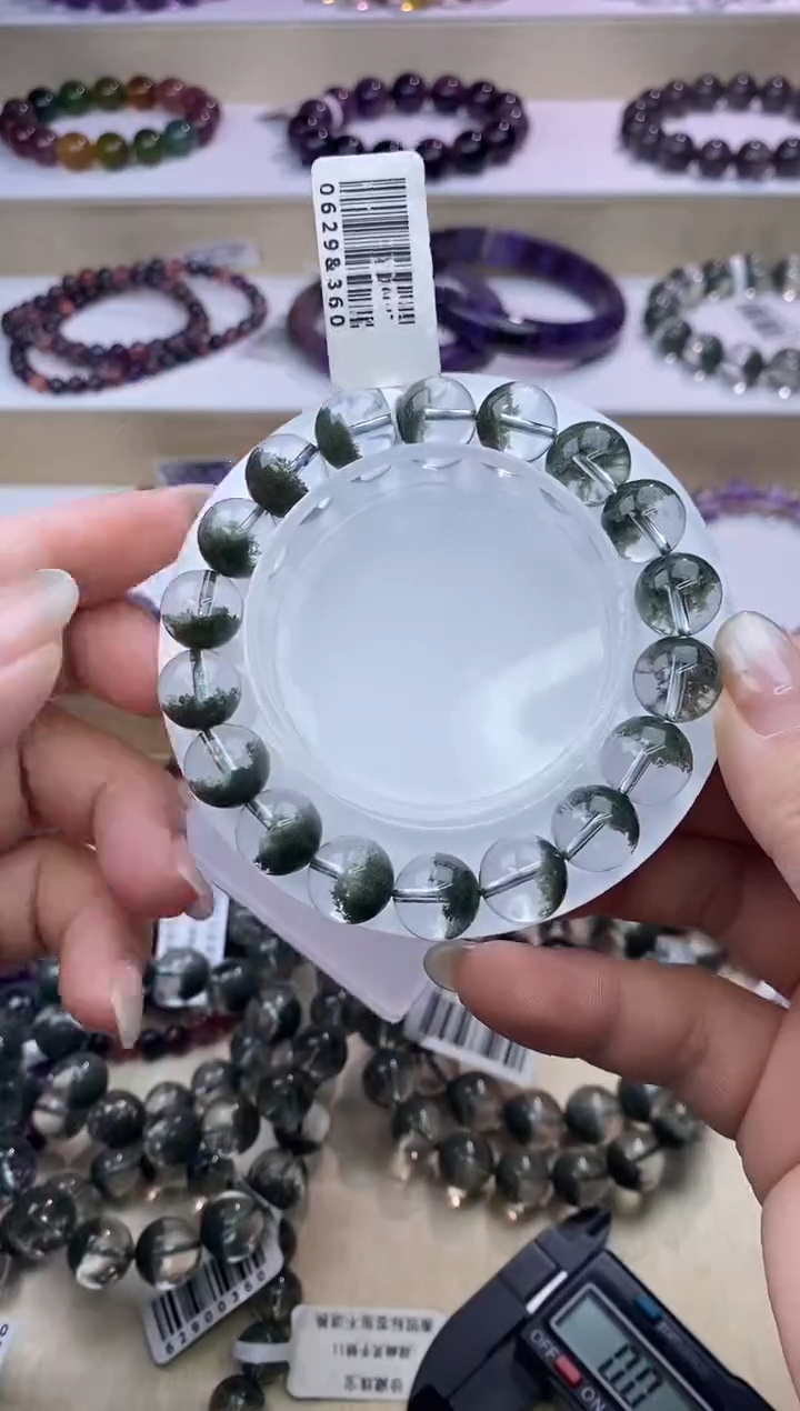水晶手链未镶嵌聚宝盆绿幽灵11m+