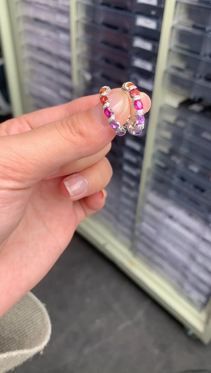 【闪购商品】蓝宝石耳环18K金镶嵌3.8ct彩蓝宝耳环