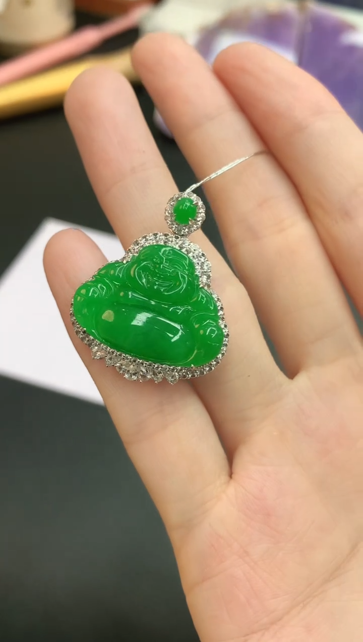 【闪购商品】翡翠颈饰18K金镶嵌赠礼盒证书 小君