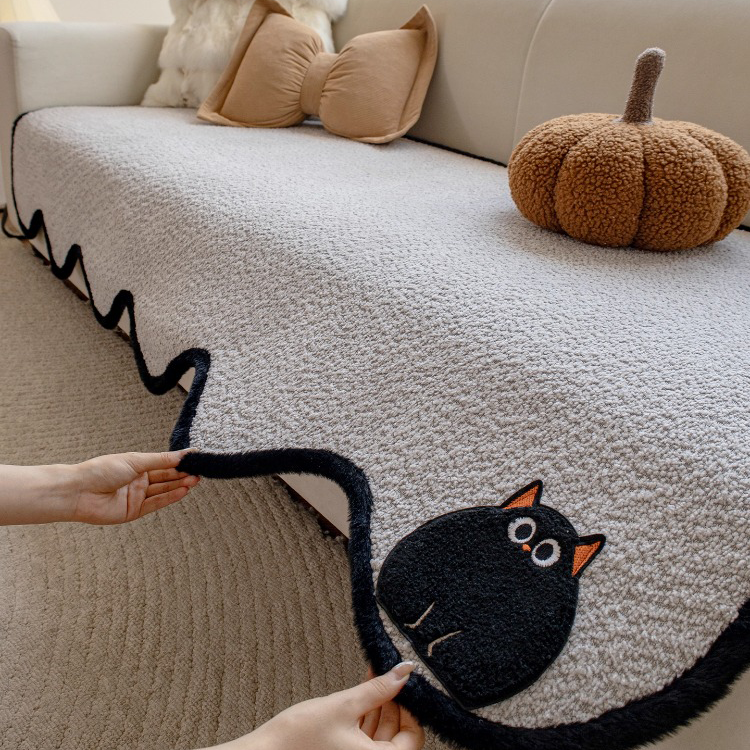 异形不规则泰迪绒沙发垫2025新款四季通用直排防滑皮沙发坐垫盖布