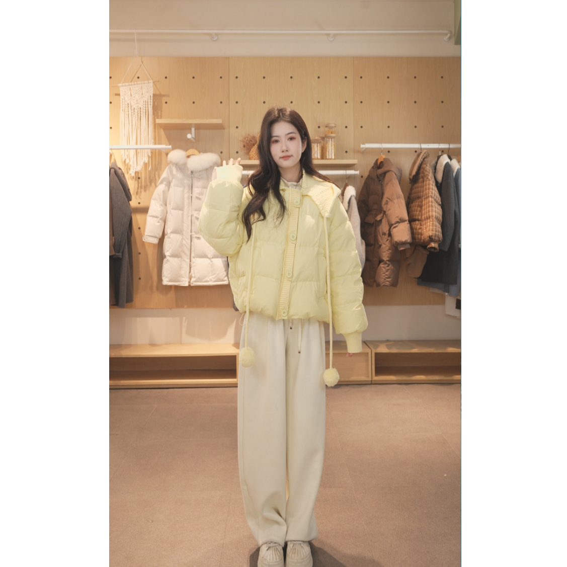 紫涵短款针织披肩羽绒服女2025冬季新款接保暖外套Z5Z10AW352