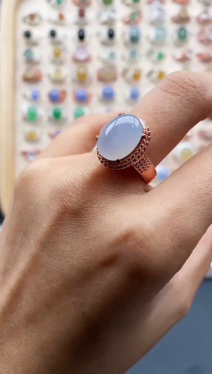 【闪购商品】翡翠戒指未镶嵌缅甸天然A货翡翠444  10+10