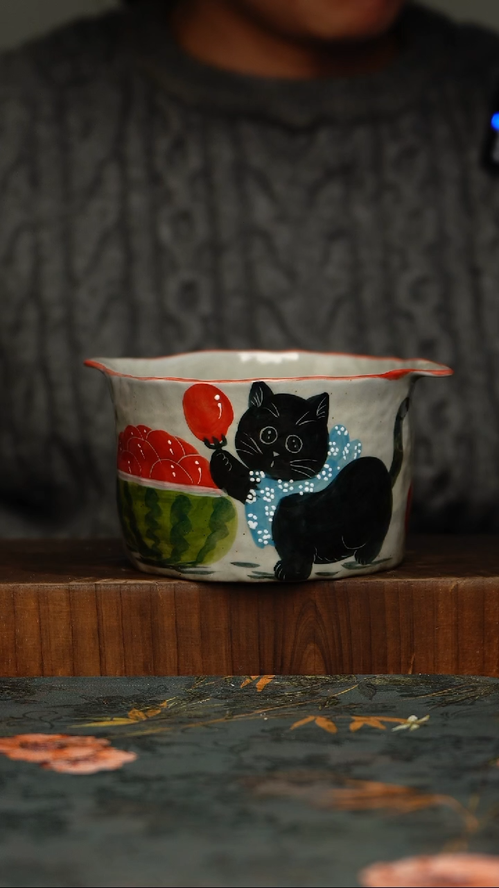瓷片釉下彩手工手绘同款陶器