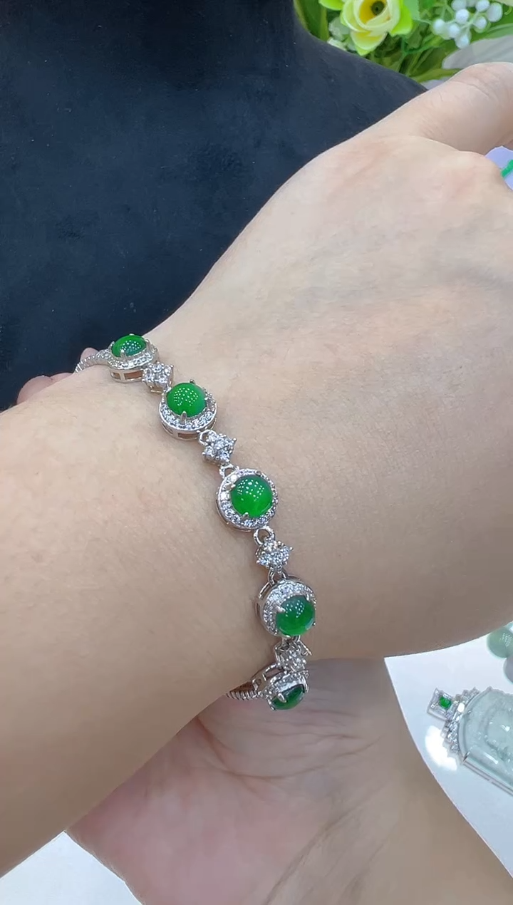 银S925镶嵌手链翡翠多样性团购发货一件