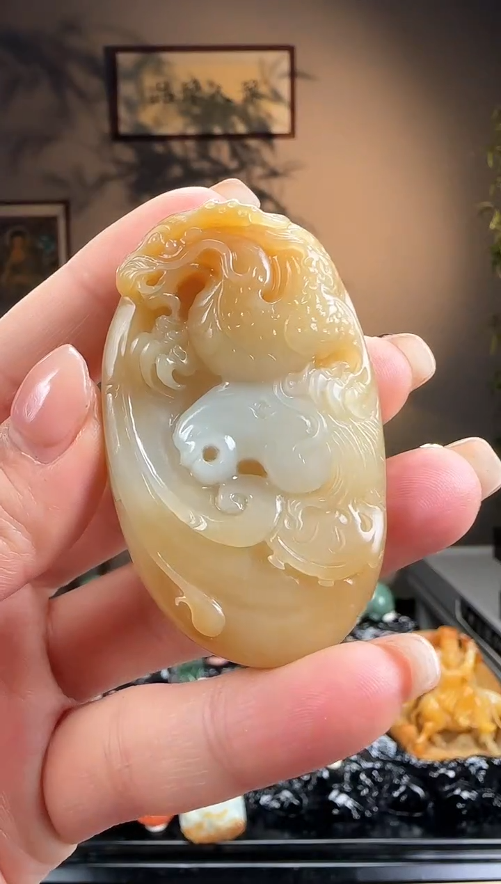 【闪购商品】和田玉吊坠未镶嵌糖玉龙马精神c5100